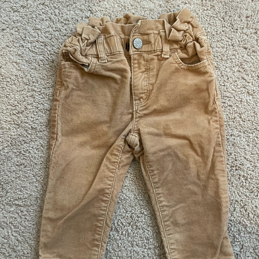 Corduroy baby paper bag waist pants